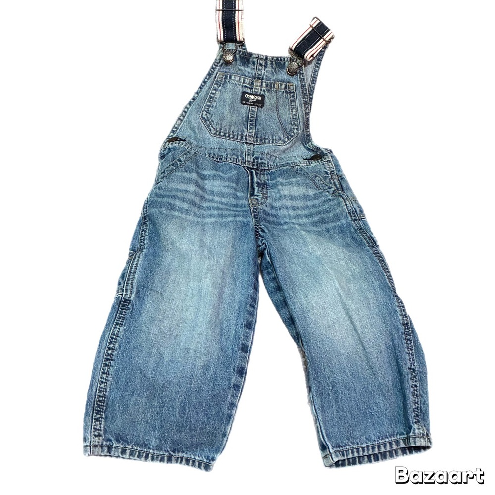OshKosh B'gosh Classic Jean Denim Overall Pants Blue Boy Sz 2T Toddler Carpenter